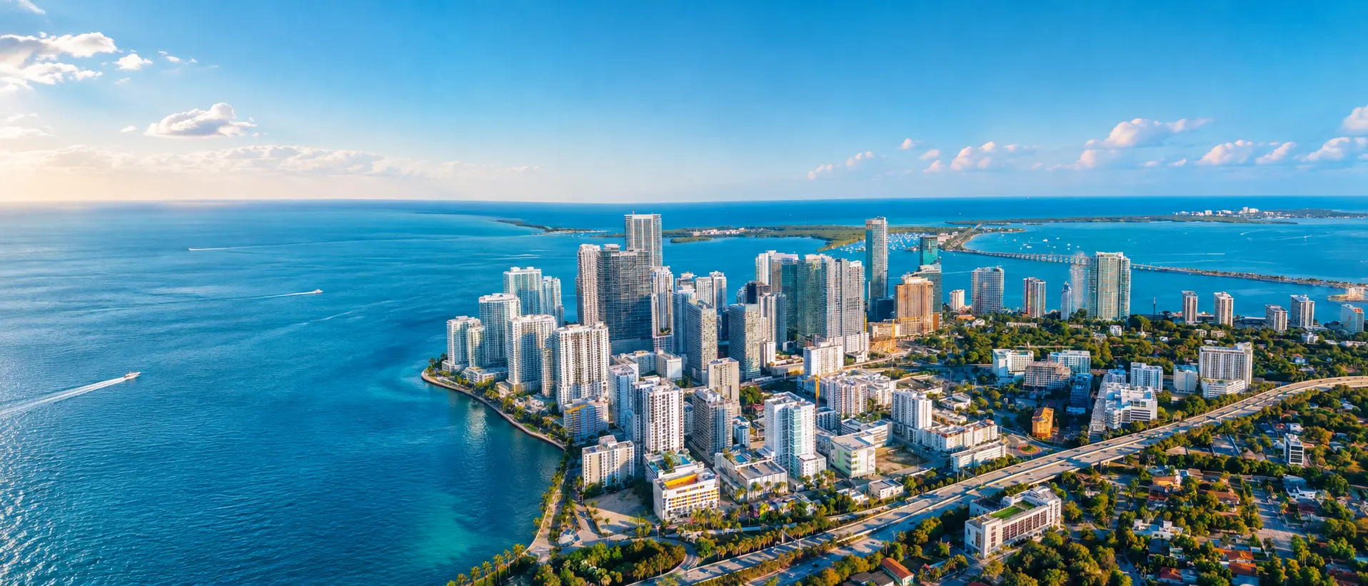 Aerial view of a Miami highway corridor by day